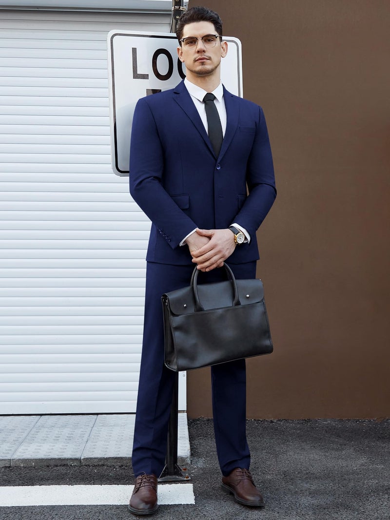 WEEN CHARM Men's Suits Regular Fit 2 Piece Wedding Tuxedo Two Button Groom Prom Party Solid Blazer Pants Suit Set - Image 2